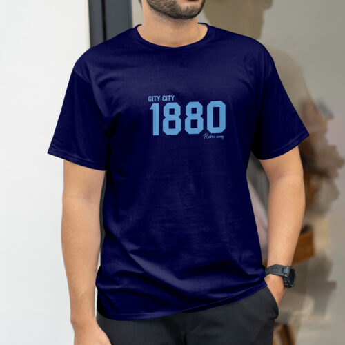City-City--Football-1880-Year-Retro-T-shirt-Navy