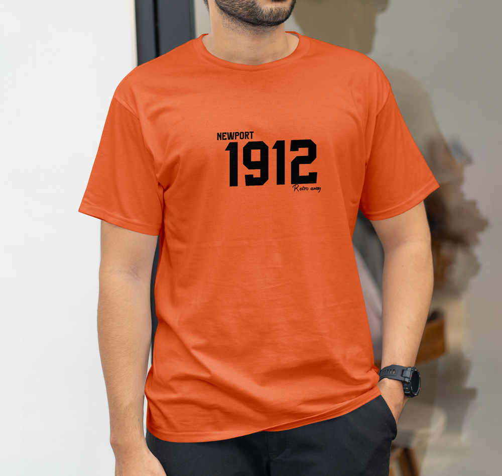 Newport-Football-1912-Year-Retro-T-shirt-Orange