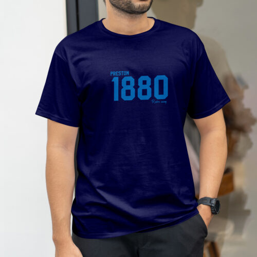 Preston-Football-1880-Year-Retro-T-shirt-Navy